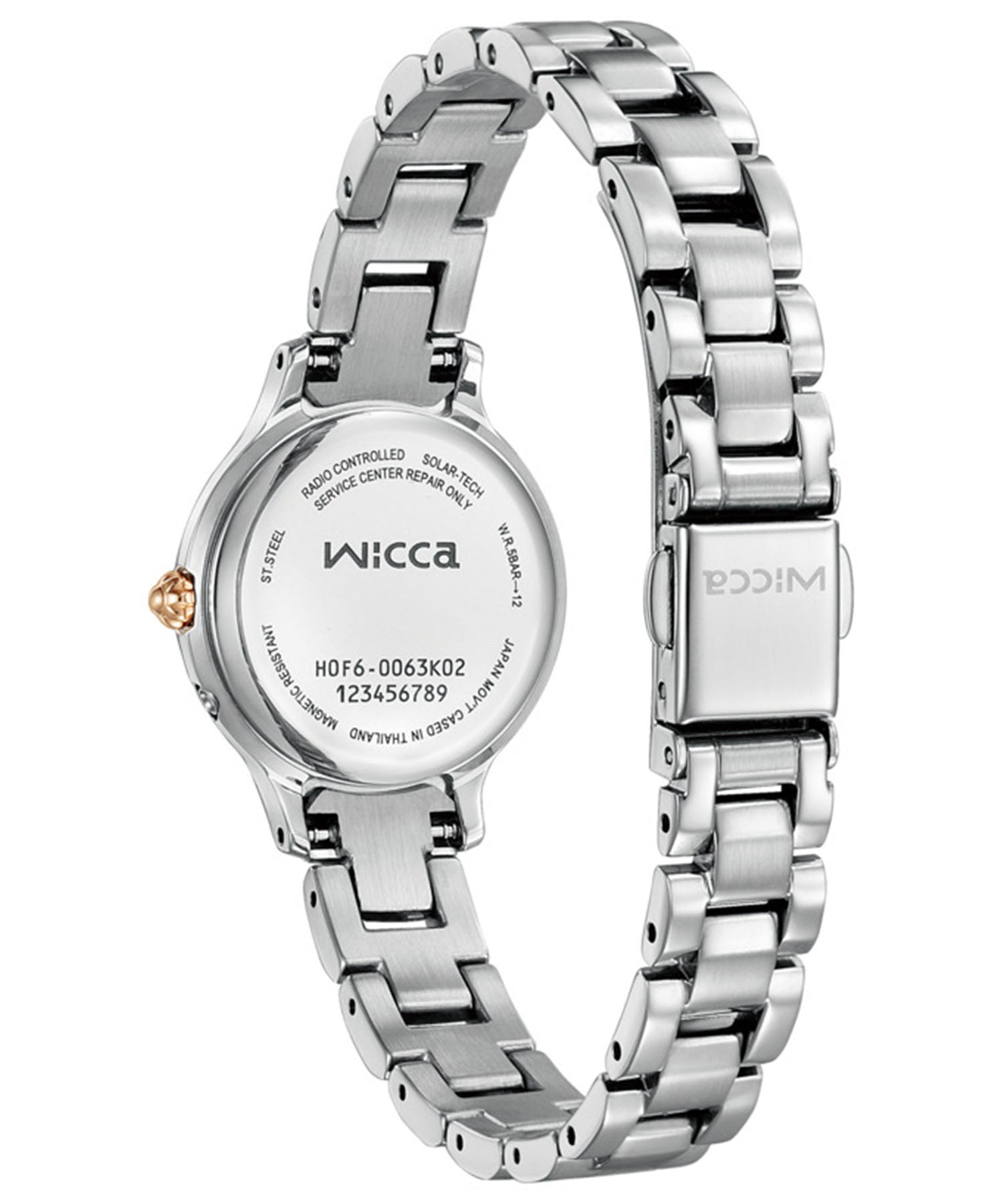 ウィッカ wicca wicca ウィッカソーラーテック電波時計 銀×薄荷藍