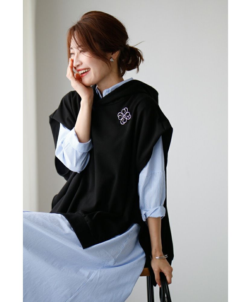 Ehre style Long length! Loose shirt 3-way dress