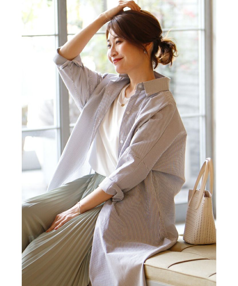 Ehre style Long length! Loose shirt 3-way dress