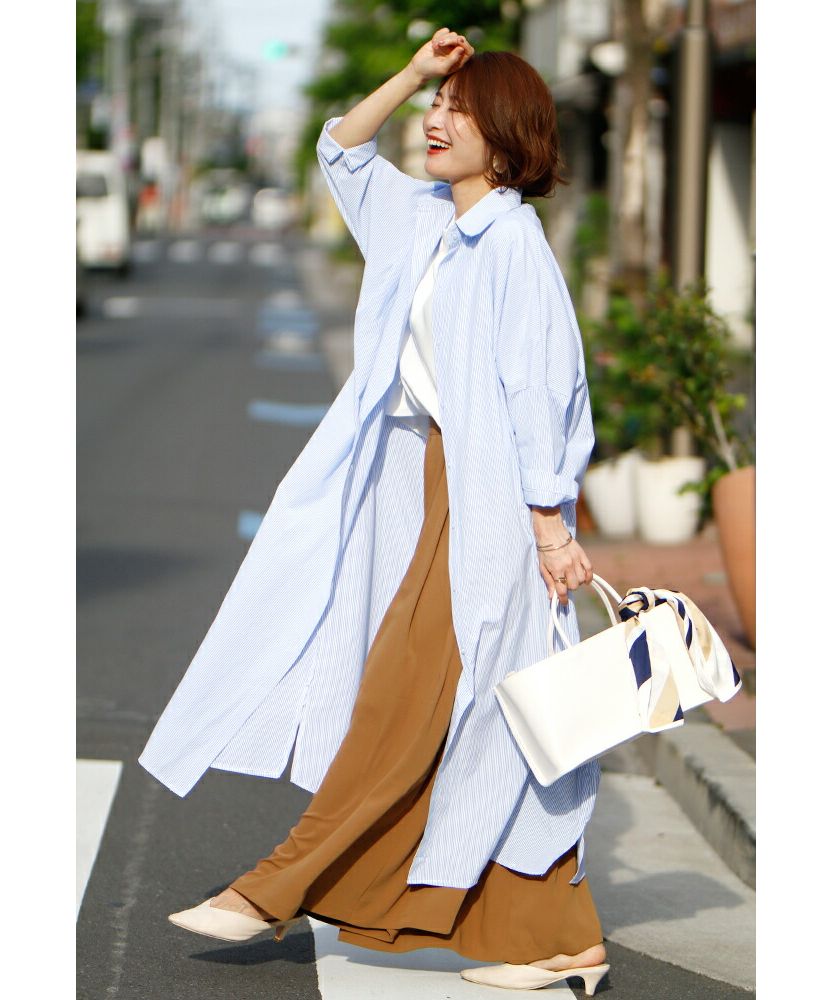 Ehre style Long length! Loose shirt 3-way dress