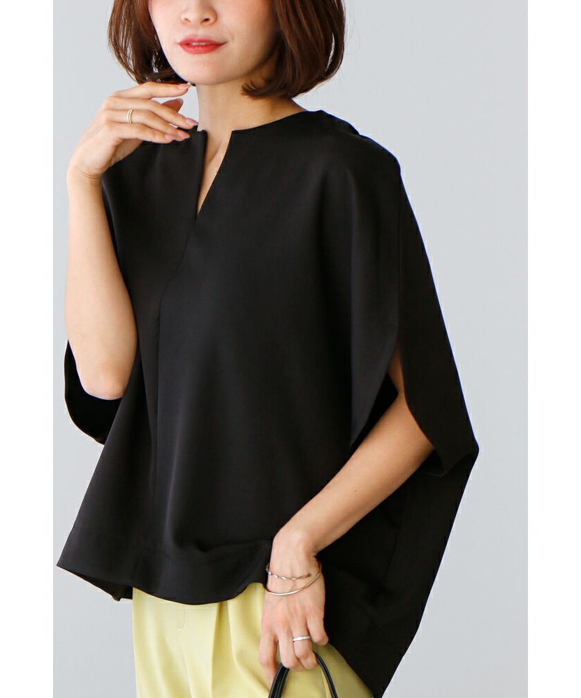 エーレスタイル Ehre style 華奢見せが叶う！着やせの技ありキーネックドルマン （ブラック） ブラック