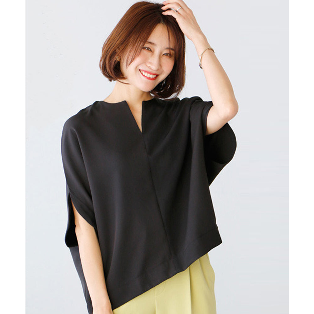 エーレスタイル Ehre style 華奢見せが叶う！着やせの技ありキーネックドルマン （ブラック） ブラック