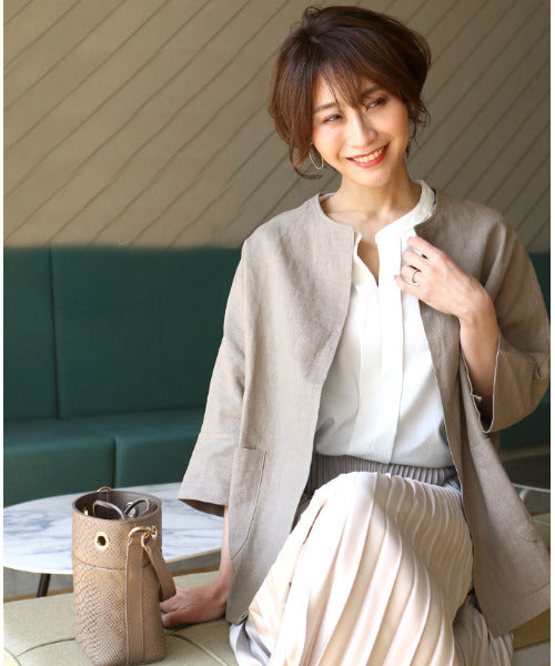 Ehre style [Can be used for work clothes] A summer linen jacket that is light and cool for both work and daily wear!