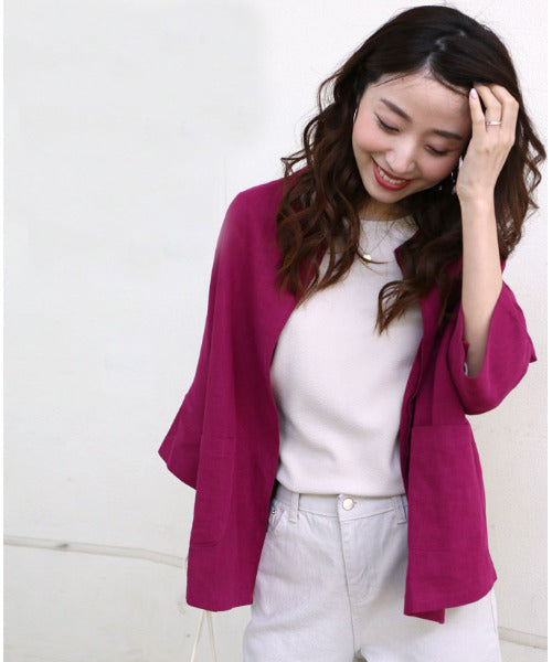 Ehre style [Can be used for work clothes] A summer linen jacket that is light and cool for both work and daily wear!