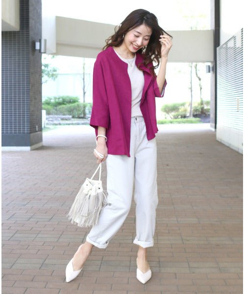 Ehre style [Can be used for work clothes] A summer linen jacket that is light and cool for both work and daily wear!