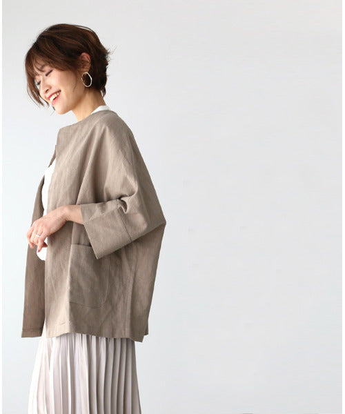 Ehre style [Can be used for work clothes] A summer linen jacket that is light and cool for both work and daily wear!