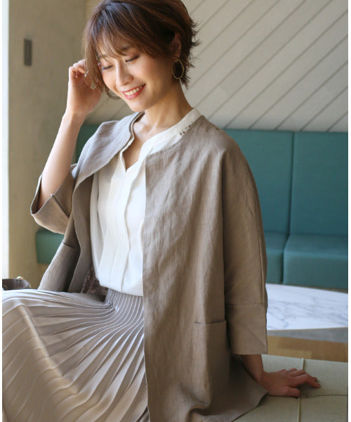 Ehre style [Can be used for work clothes] A summer linen jacket that is light and cool for both work and daily wear!