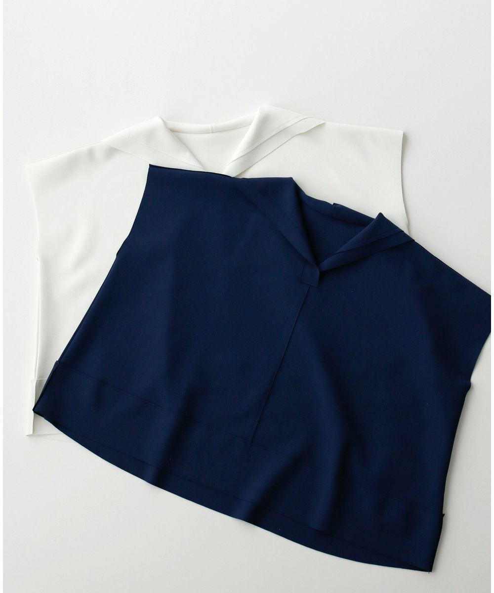 エーレスタイル Ehre style ［お仕事服にも使える］小顔効果あり！可愛いすぎない大人のセーラートップス （ネイビー） ネイビー