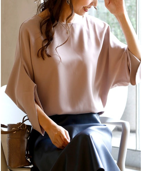 エーレスタイル Ehre style  シャツ ブラウス オフィスカジュアル  七分袖  ブラウス キレイめ シワになりにくい 卒業式 入学式  結婚式二次会 セレモニー 七分袖  トップス 仕事  （ホワイト） ホワイト
