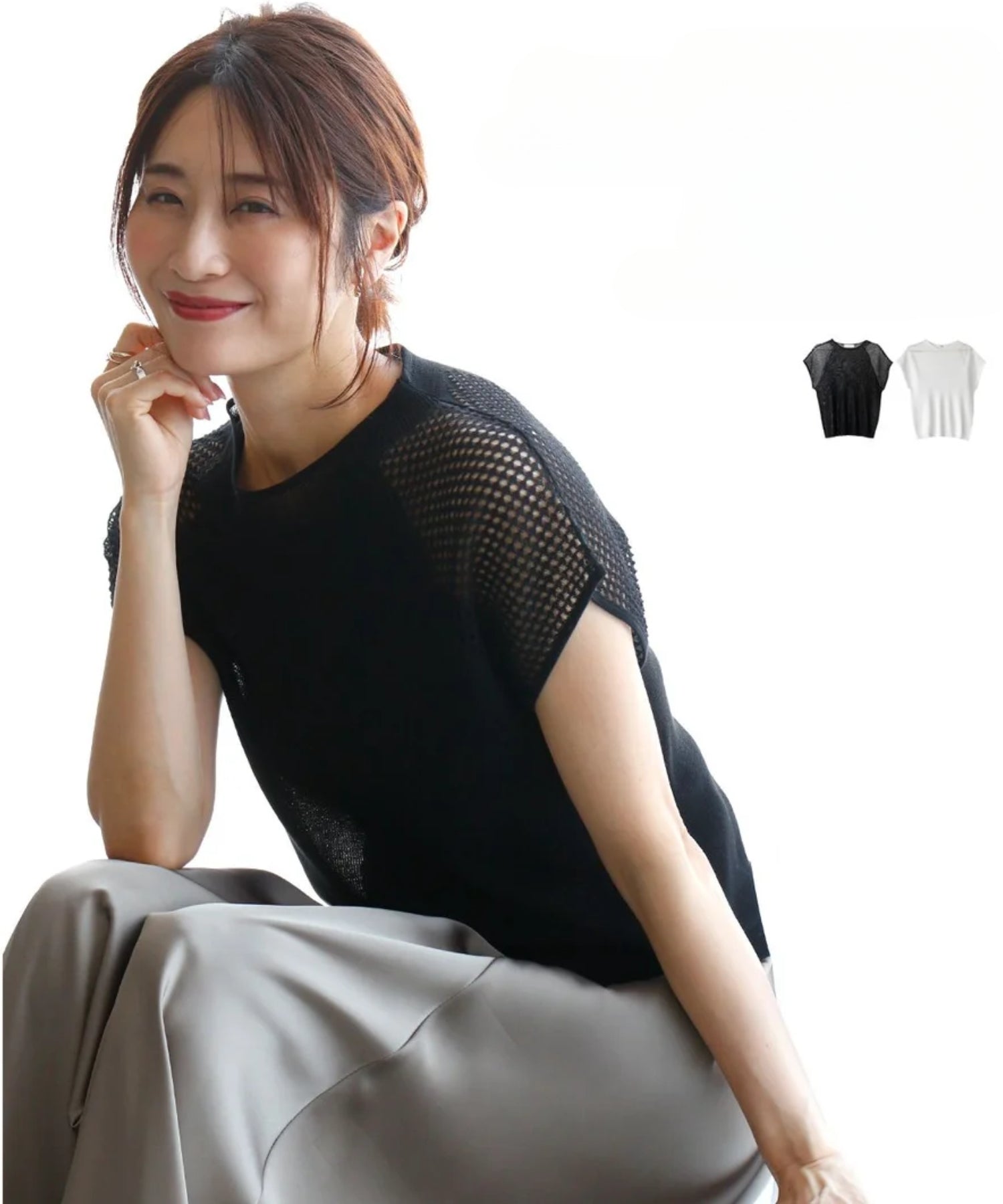 エーレスタイル Ehre style 新！ニットTシャツ 程よい透け感が"オトナ"