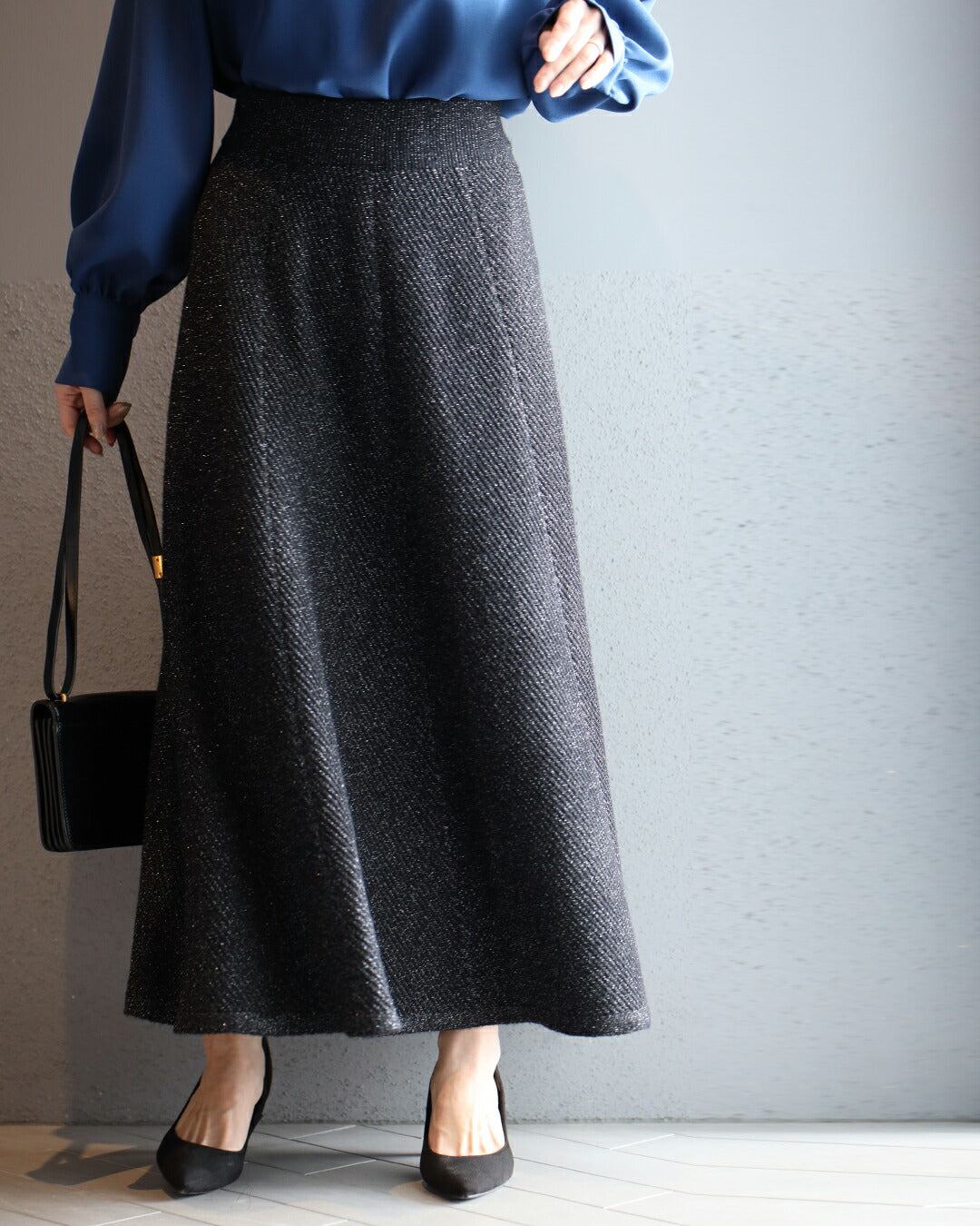 エーレスタイル Ehre style 休日も仕事も 華やぎ感プラス！ ラメニットスカート