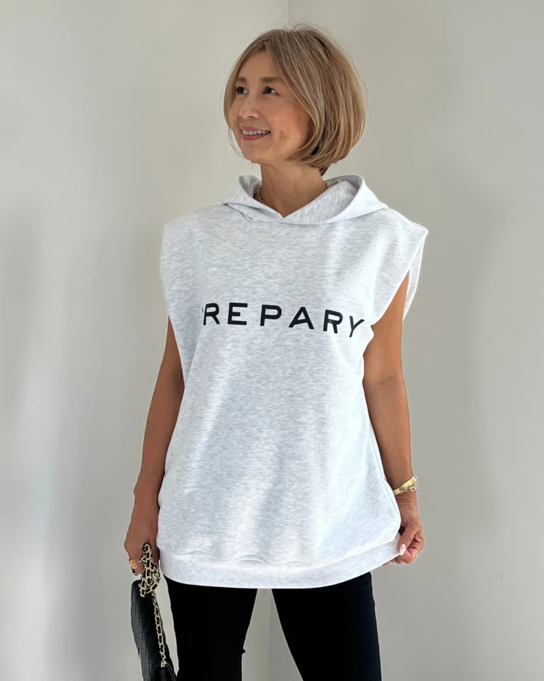 エーレスタイル Ehre style LOGOフーディトップス【 Light gray/Black全2色 】 （ライトグレー） ライトグレー