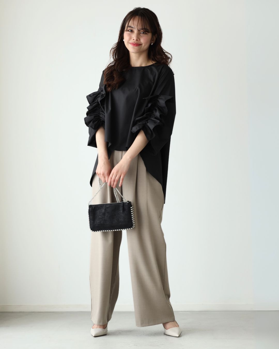 エーレスタイル Ehre style 大人な甘め！映え袖デザイン華やかブラウス （ブラック） ブラック