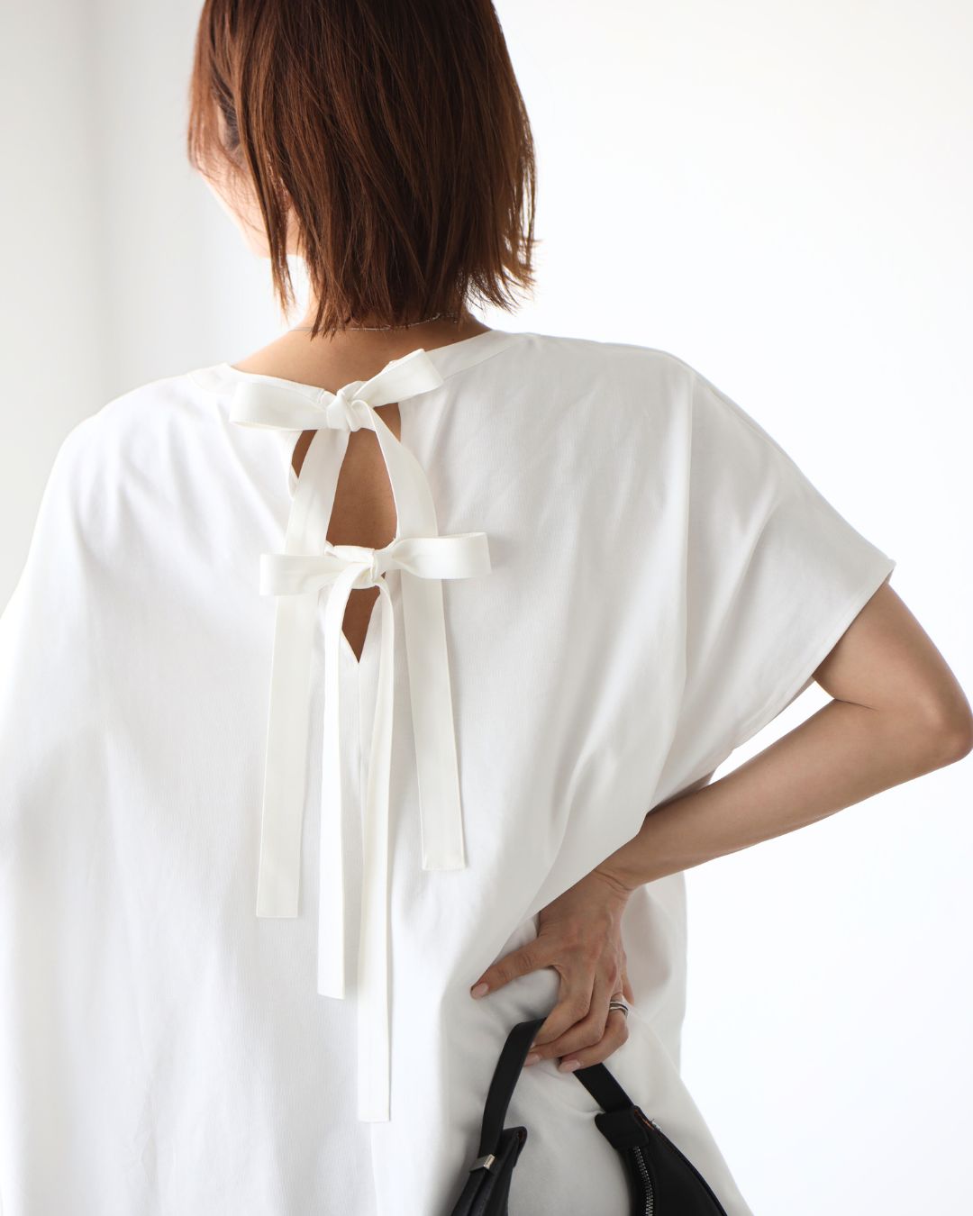 エーレスタイル Ehre style 素敵休日コーデバックリボンゆるっとTシャツ （グレー） グレー