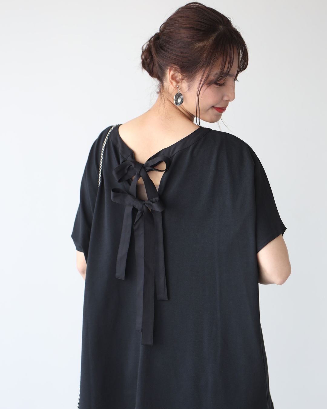 エーレスタイル Ehre style 素敵休日コーデバックリボンゆるっとTシャツ （グレー） グレー