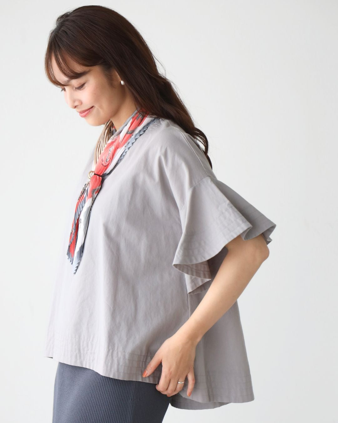 エーレスタイル Ehre style 夏のコーデも 気楽にきちんと 揺れ袖トップス （ブラック） ブラック