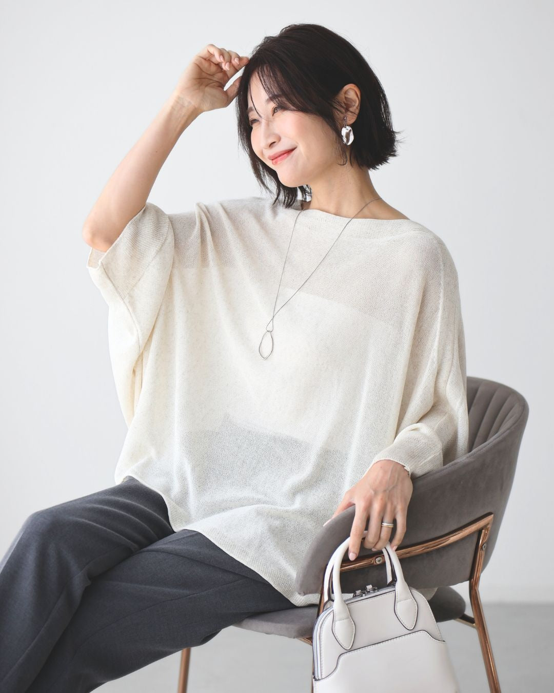 エーレスタイル Ehre style 街やリゾートに！ゆる見え抜け感ポンチョ （アイボリー） アイボリー