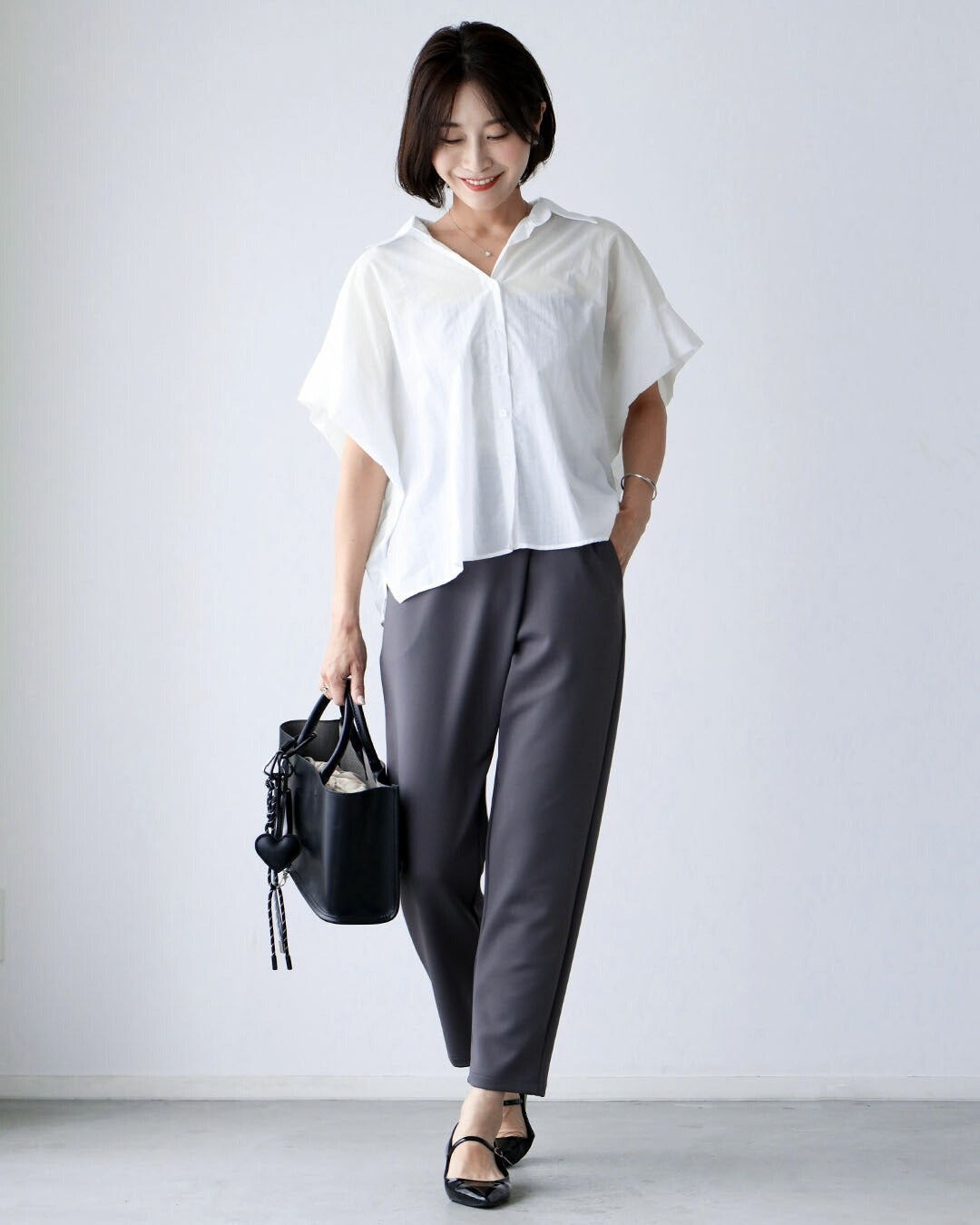 エーレスタイル Ehre style 二の腕隠しシャツ ノースリ無理派へ ゆる×きれい （ホワイト） ホワイト