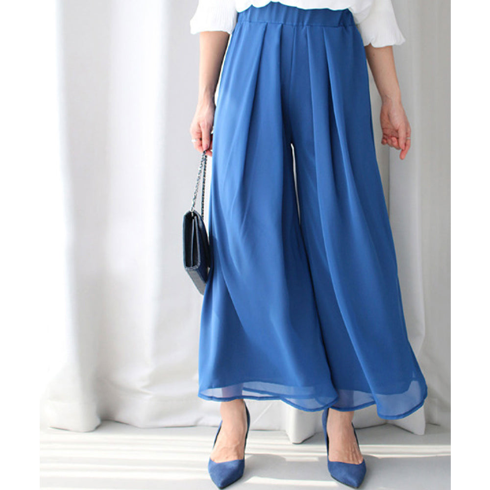 エーレスタイル Ehre style リピート率NO.1！365日素敵に 重なるシフォンパンツ （ブルー） ブルー