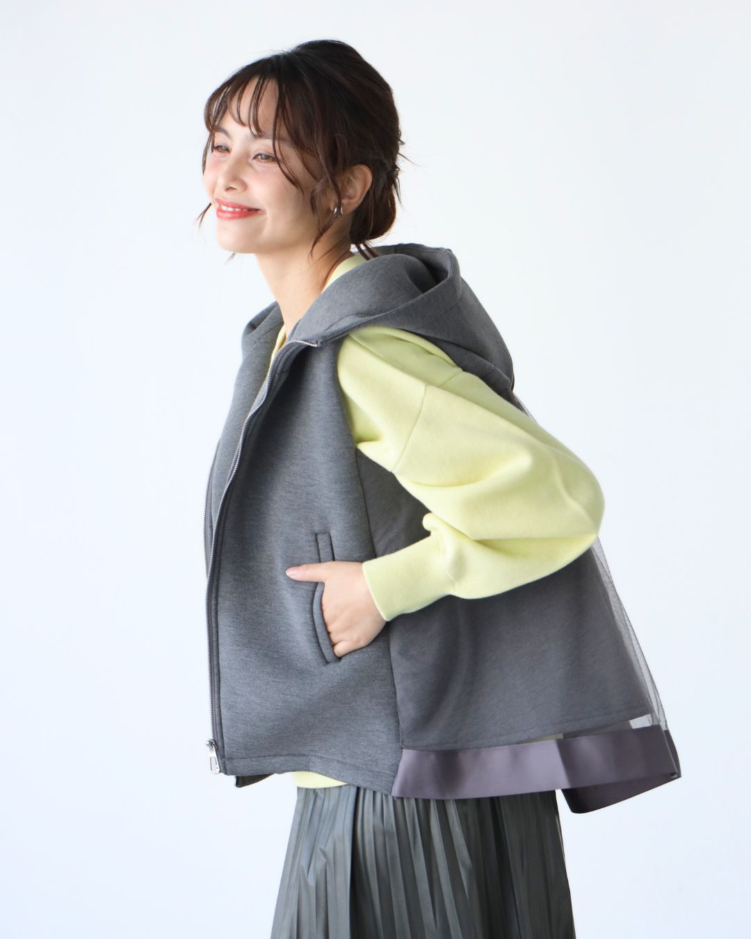エーレスタイル Ehre style 一足しお洒落 甘め × 大人バックチュールベスト （グレー） グレー