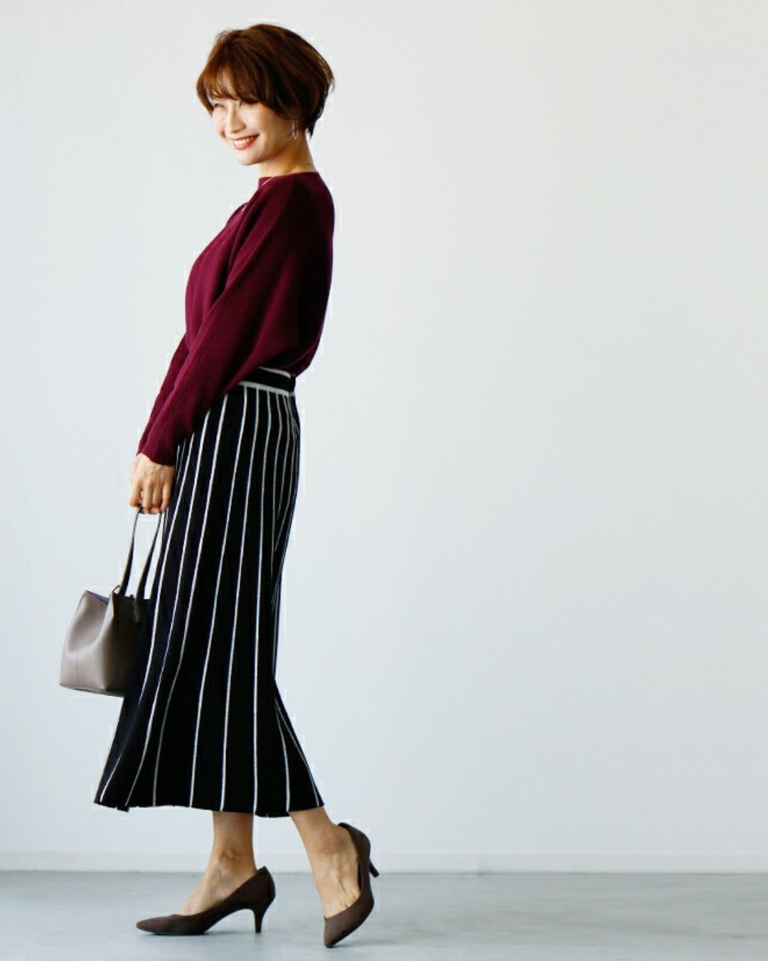 エーレスタイル Ehre style 痩せ見えが叶うラインニットスカート （ブラック） ブラック