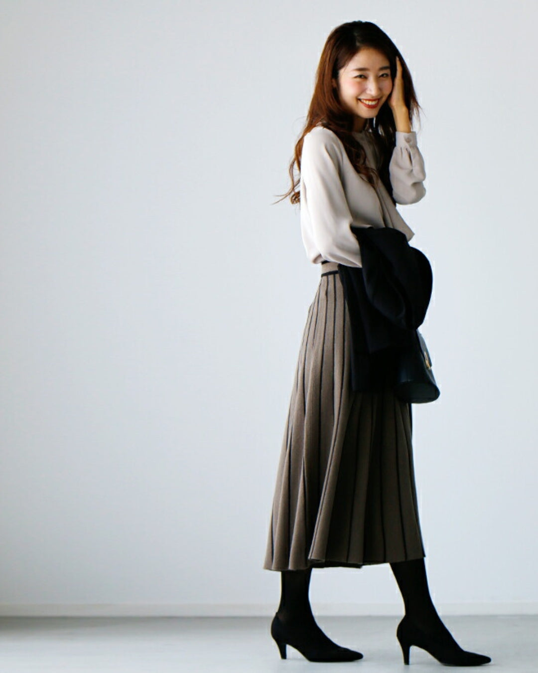 エーレスタイル Ehre style 痩せ見えが叶うラインニットスカート （ブラック） ブラック