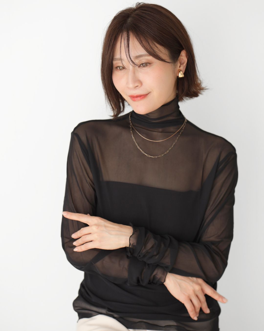 エーレスタイル Ehre style さり気なシアーで 肌隠し インナー （ブラック） ブラック