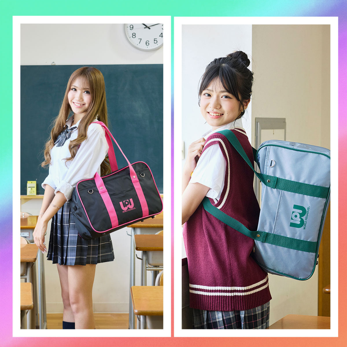 ワールドペガサス WORLD PEGASUS 正規取扱店 スクールバッグ ナイロン 高校生 中学生 女子 ワッペ サブバッグ スクバ カラバ 女子高生 高校 中学 軽量 軽い 通学 A4 19L ボストンバッグ WP002 （レッド） レッド