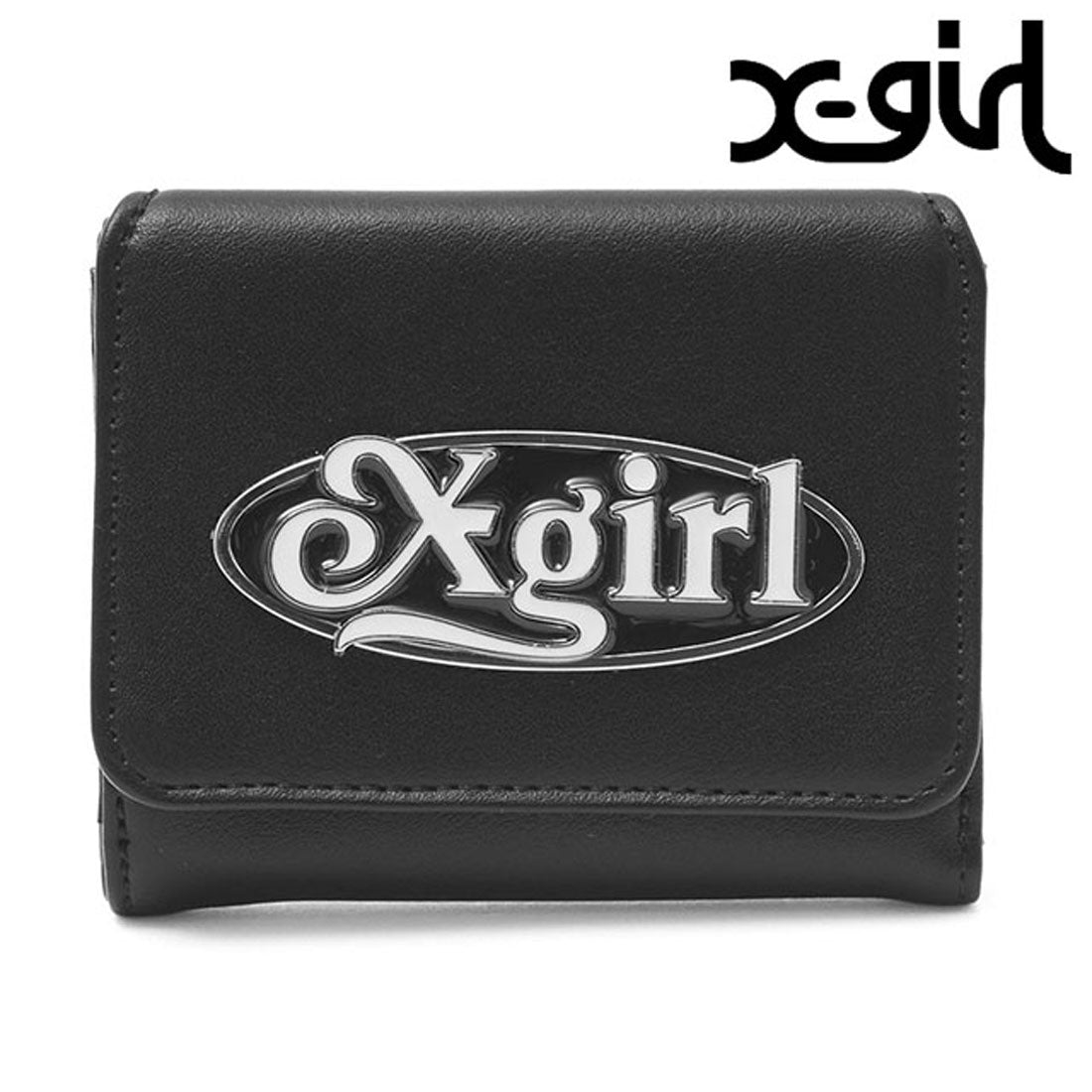 エックスガール X-girl OVAL LOGO CLASP FAUX LEATHER MINI WALLET BLACK [105261054004] （BLACK） BLACK
