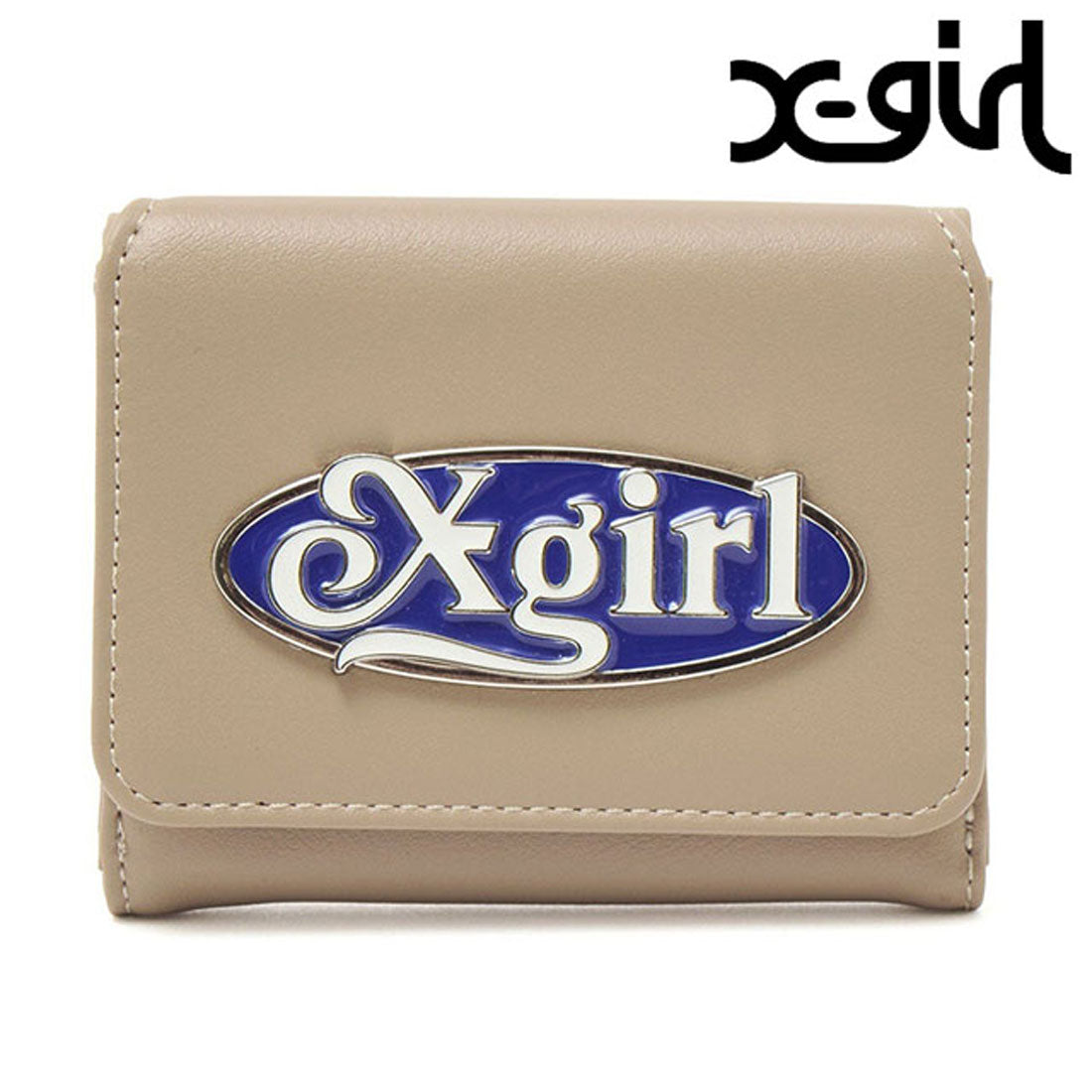 エックスガール X-girl OVAL LOGO CLASP FAUX LEATHER MINI WALLET BEIGE [105261054004] （BEIGE） BEIGE