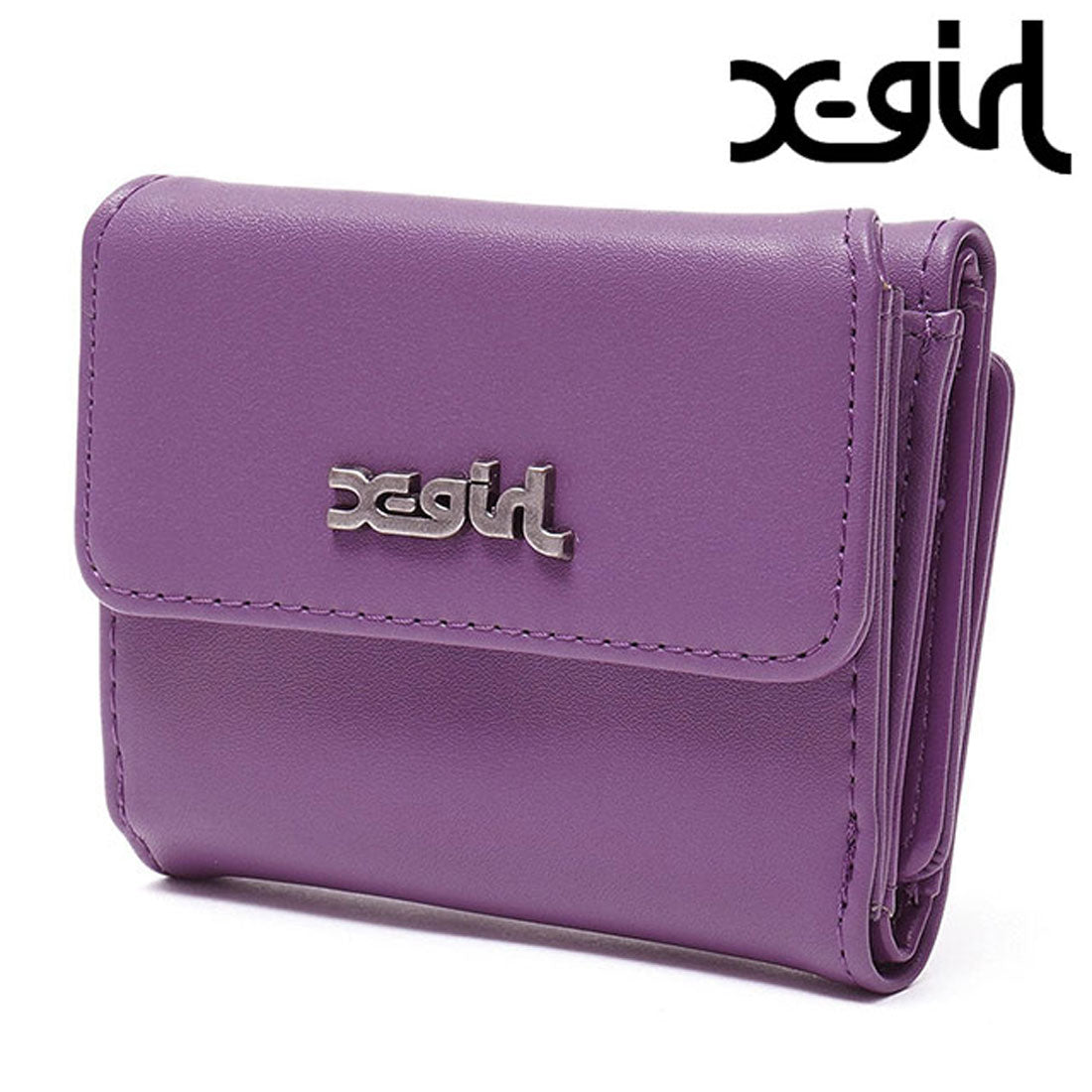 エックスガール X-girl MILLS LOGO FAUX LEATHER MINI WALLET PURPLE [105253054012] （PURPLE） PURPLE