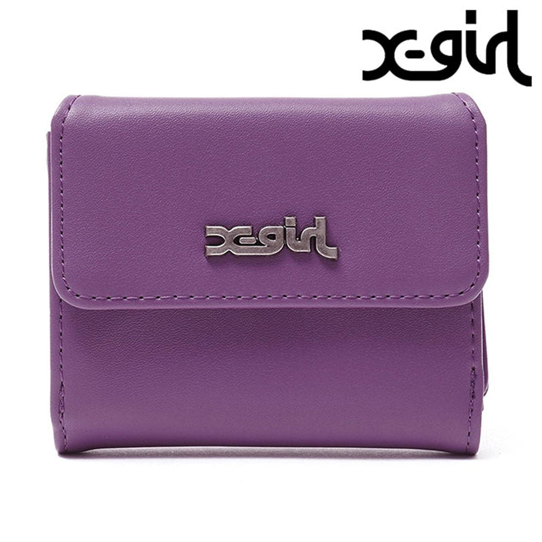 エックスガール X-girl MILLS LOGO FAUX LEATHER MINI WALLET PURPLE [105253054012] （PURPLE） PURPLE