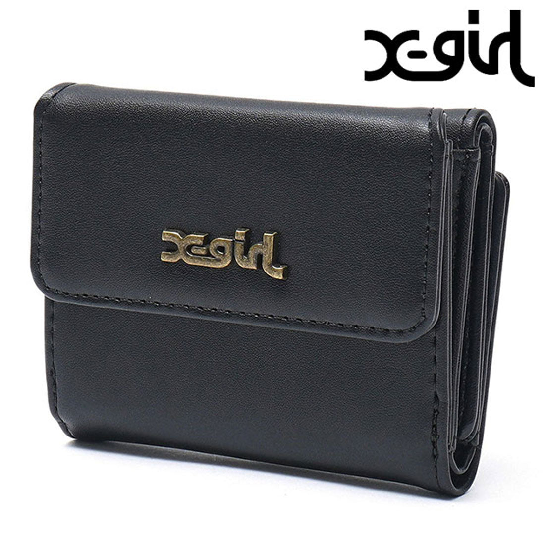エックスガール X-girl MILLS LOGO FAUX LEATHER MINI WALLET BLACK [105253054012] （BLACK） BLACK