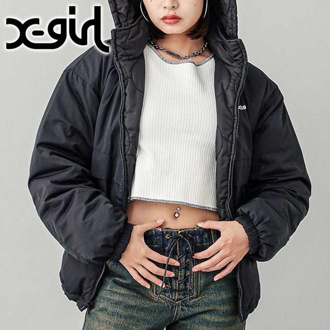 エックスガール X-girl REVERSIBLE EMBROIDERY JACKET BLACK [105243021005]