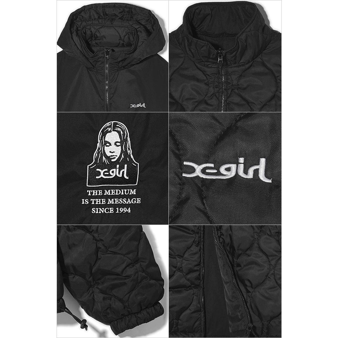 エックスガール X-girl REVERSIBLE EMBROIDERY JACKET BLACK [105243021005]