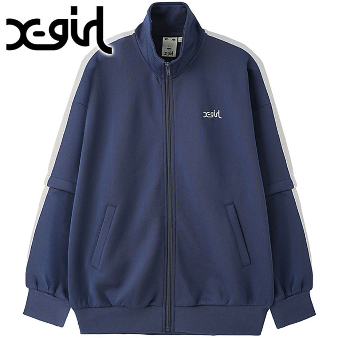 エックスガール X-girl 2WAY JERSEY TRACK JACKET NAVY [105243012006],NAVY