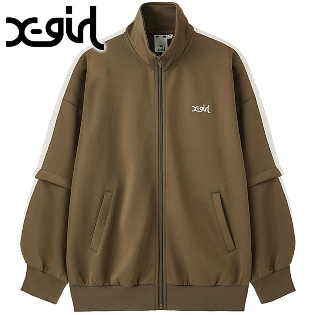 エックスガール X-girl 2WAY JERSEY TRACK JACKET NAVY [105243012006],BROWN