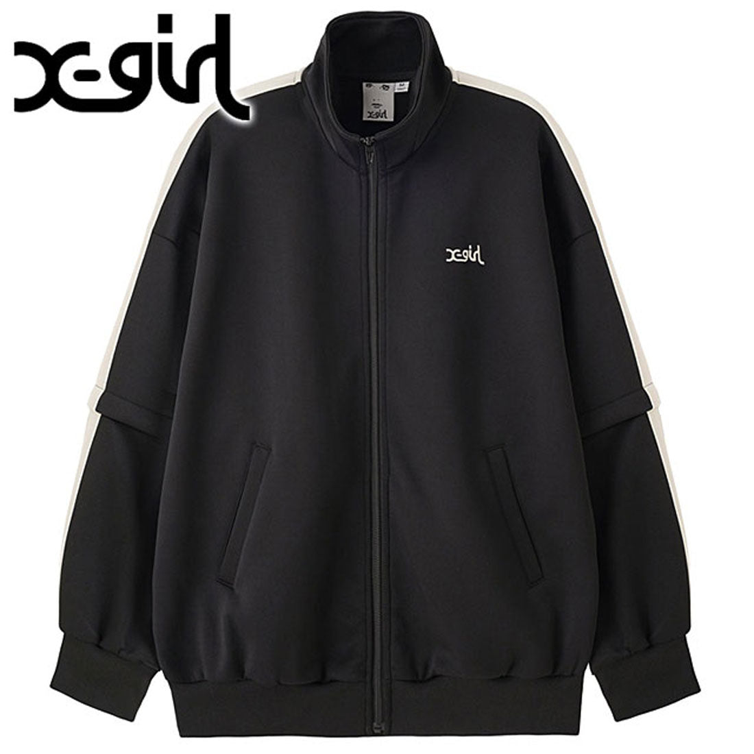 エックスガール X-girl 2WAY JERSEY TRACK JACKET NAVY [105243012006],BLACK
