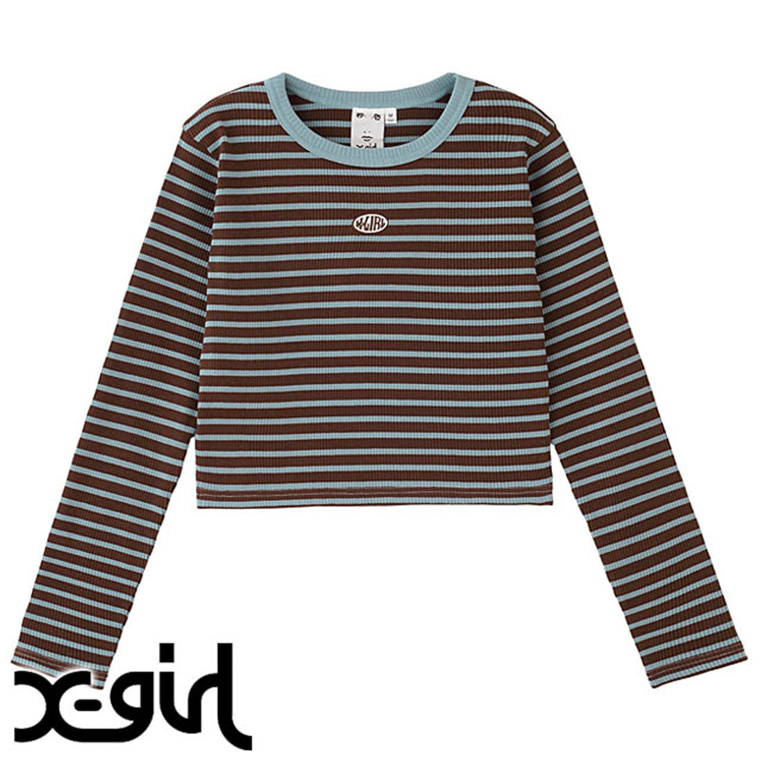 エックスガール X-girl OVAL LOGO L/S TOP BROWN [105243013022],BROWN