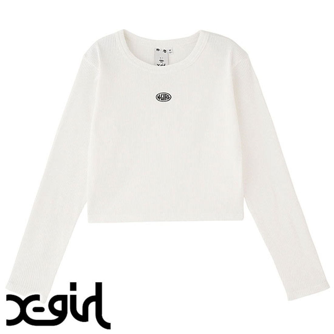 エックスガール X-girl OVAL LOGO L/S TOP BROWN [105243013022],WHITE