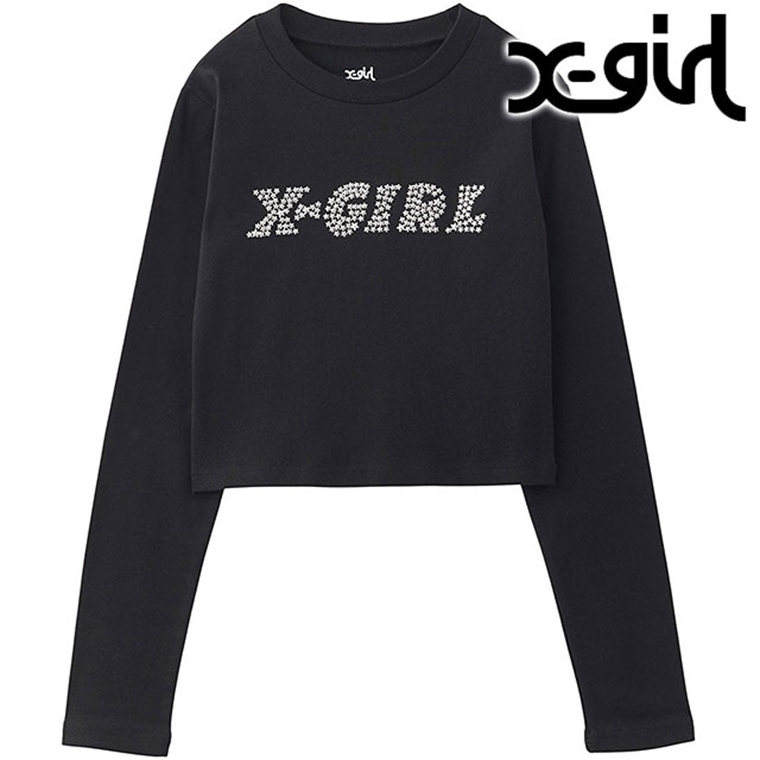 エックスガール X-girl X-girl STAR LOGO L/S BABY TEE WHITE [105244013008 FW24WINTER],BLACK