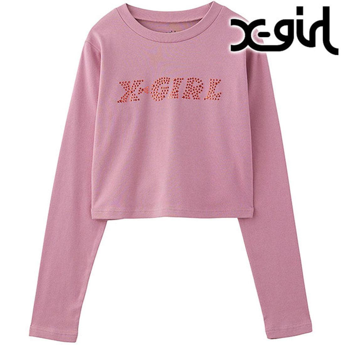 エックスガール X-girl X-girl STAR LOGO L/S BABY TEE WHITE [105244013008 FW24WINTER],PINK