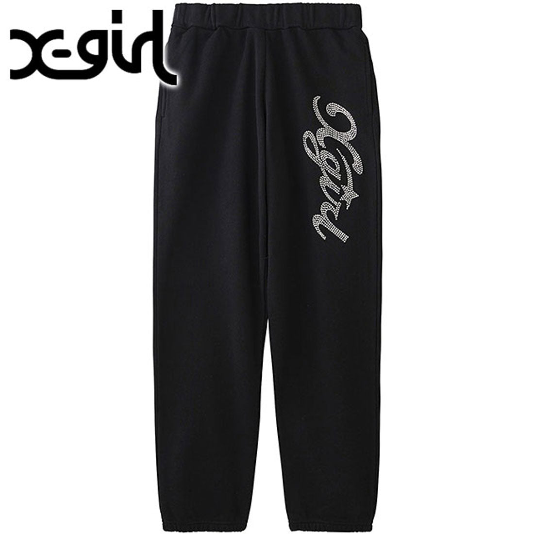 エックスガール X-girl RHINESTONE STAR CURSIVE LOGO SWEAT PANTS OLIVE [105244031004]