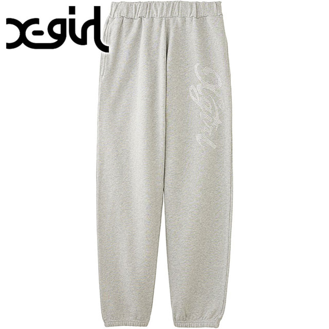 エックスガール X-girl RHINESTONE STAR CURSIVE LOGO SWEAT PANTS OLIVE [105244031004]
