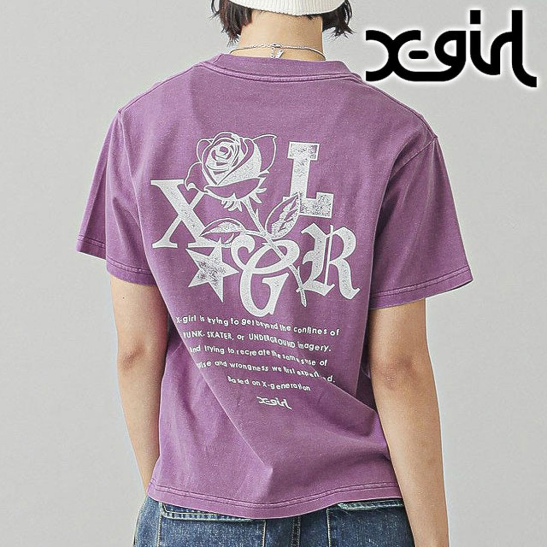 エックスガール X-girl ROSE LOGO FADED S/S TEE PURPLE [105251011016]