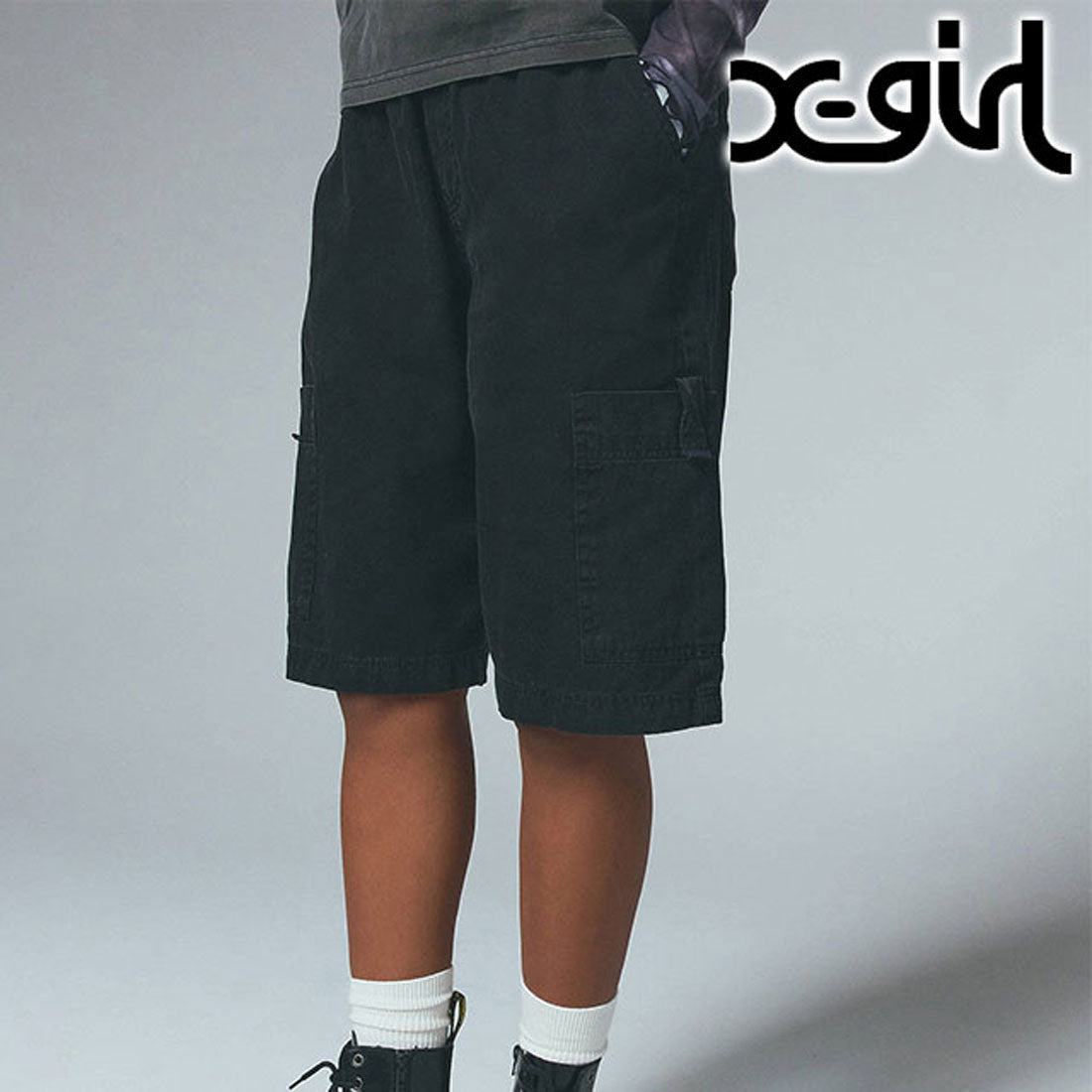 エックスガール X-girl FADED FACE EASY HALF PANTS BLACK ブラック 黒 [105252031002 SU25] （ブラック） ブラック