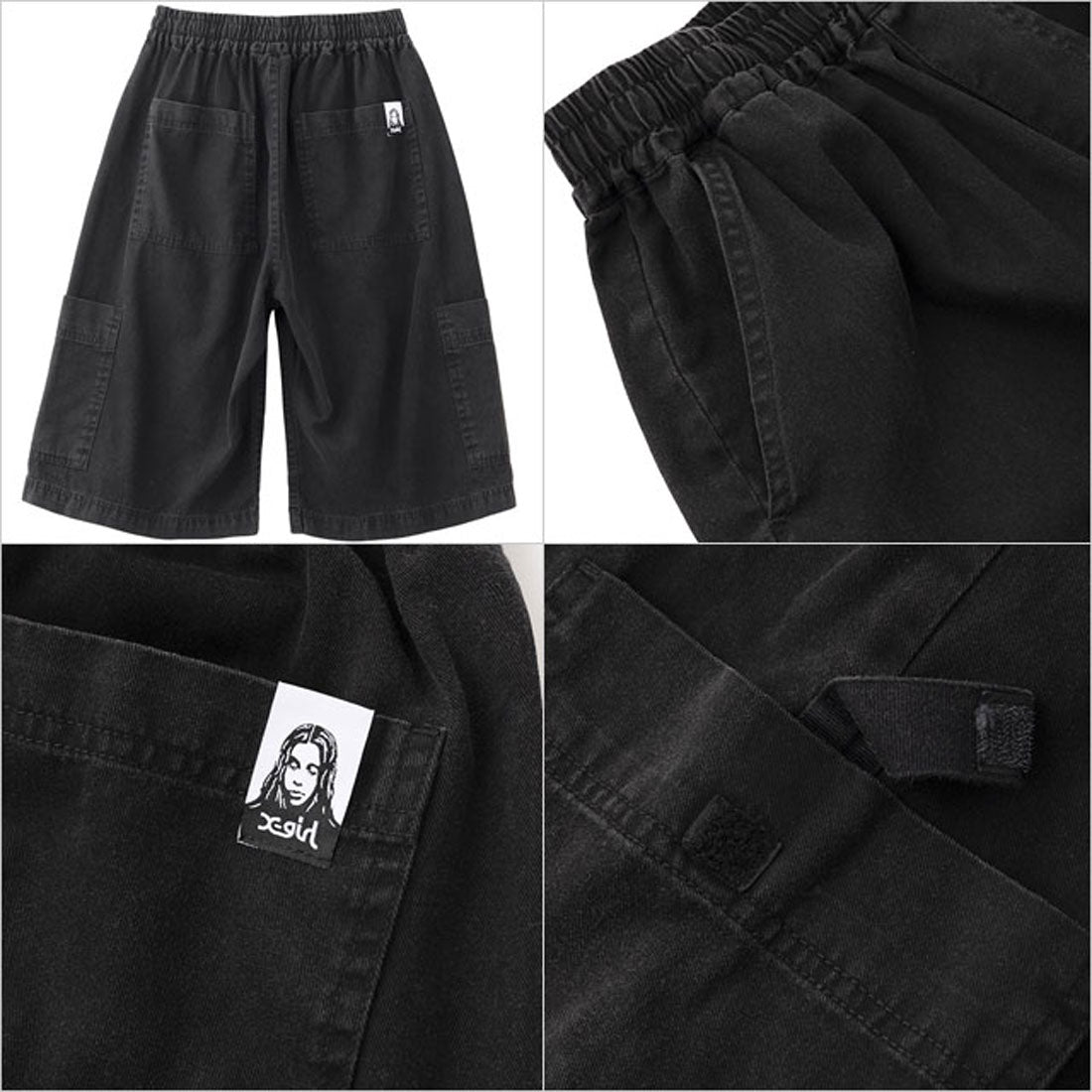 エックスガール X-girl FADED FACE EASY HALF PANTS BLACK ブラック 黒 [105252031002 SU25] （ブラック） ブラック