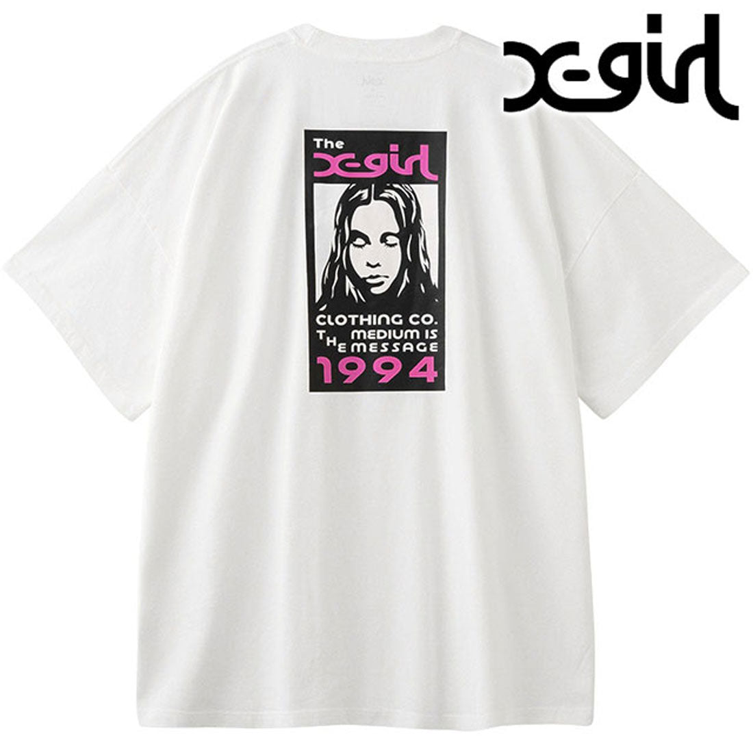 エックスガール X-girl BOX LOGO AND FACE S/S BIG TEE DRESS WHITE ホワイト 白 [105252041008 SU25] （ホワイト） ホワイト