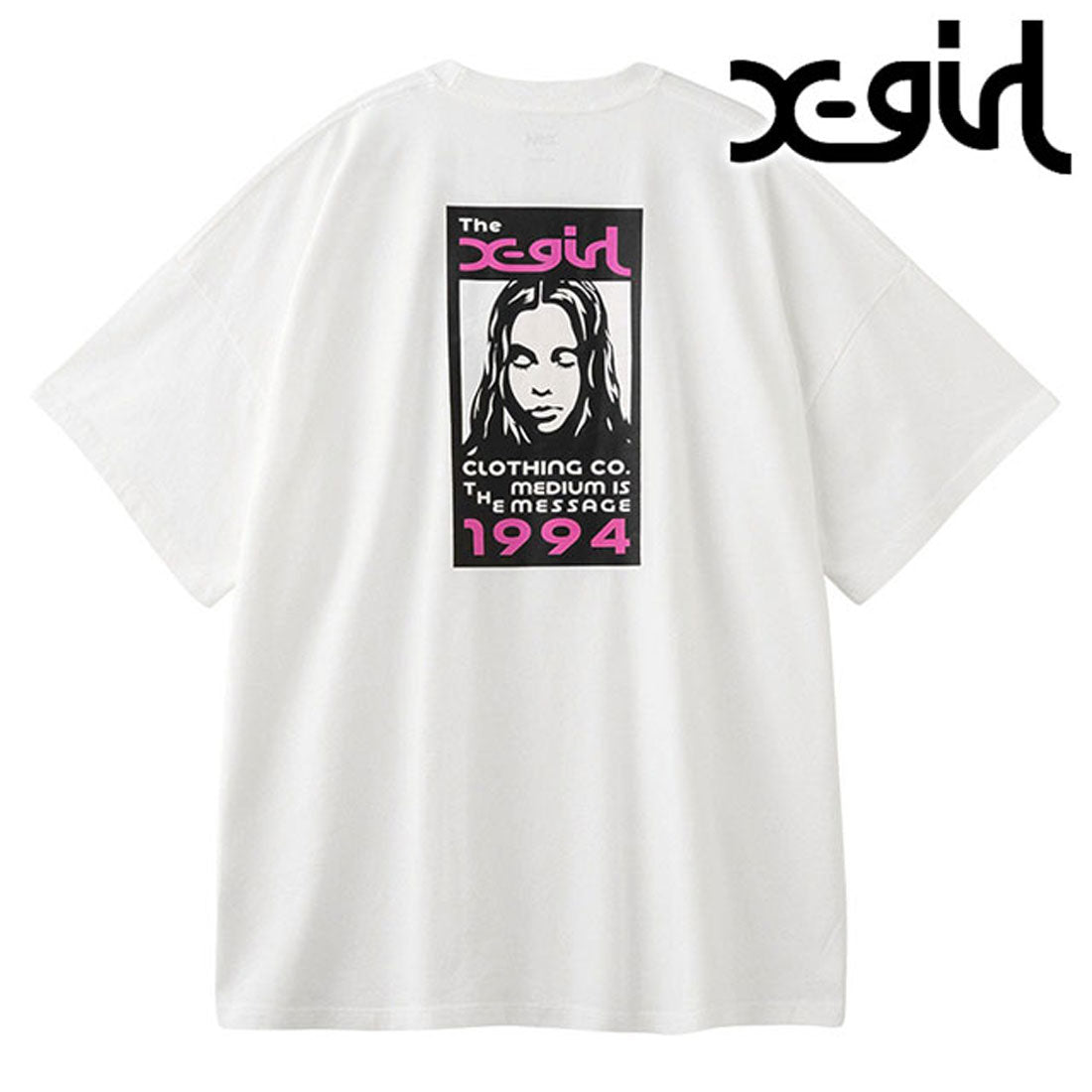 エックスガール X-girl BOX LOGO AND FACE S/S BIG TEE DRESS WHITE ホワイト 白 [105252041008 SU25] （ホワイト） ホワイト