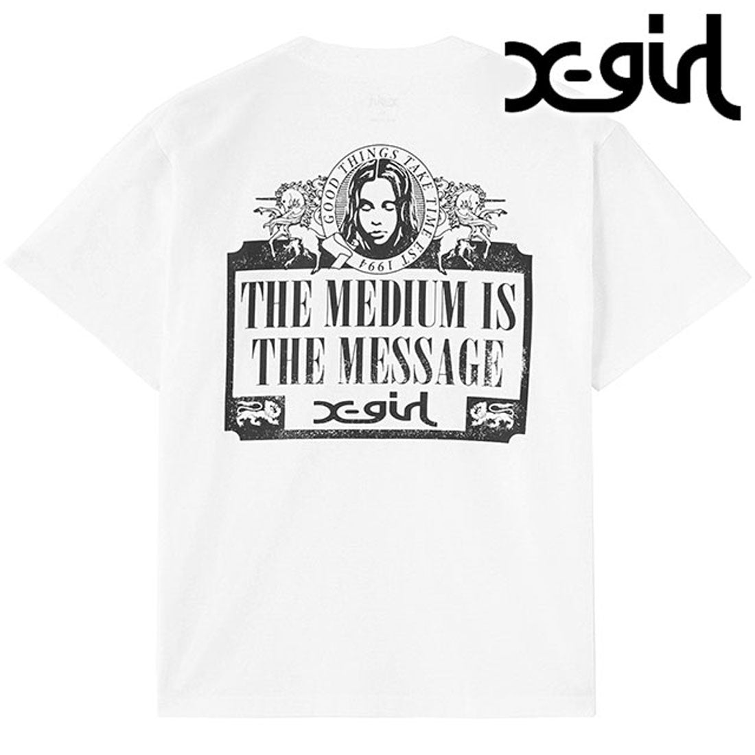 エックスガール X-girl VINTAGE LABEL FACE LOGO S/S TEE WHITE ホワイト 白 [105252011039 SU25] （ホワイト） ホワイト